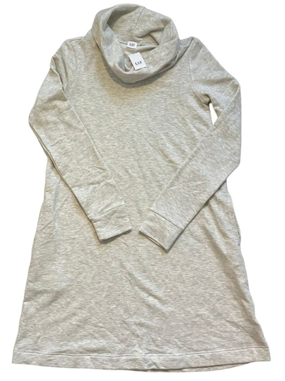 NEW GAP Cowl Neck Swing Sweatshirt Dress Heather Gray Stretchy Size Extra Small